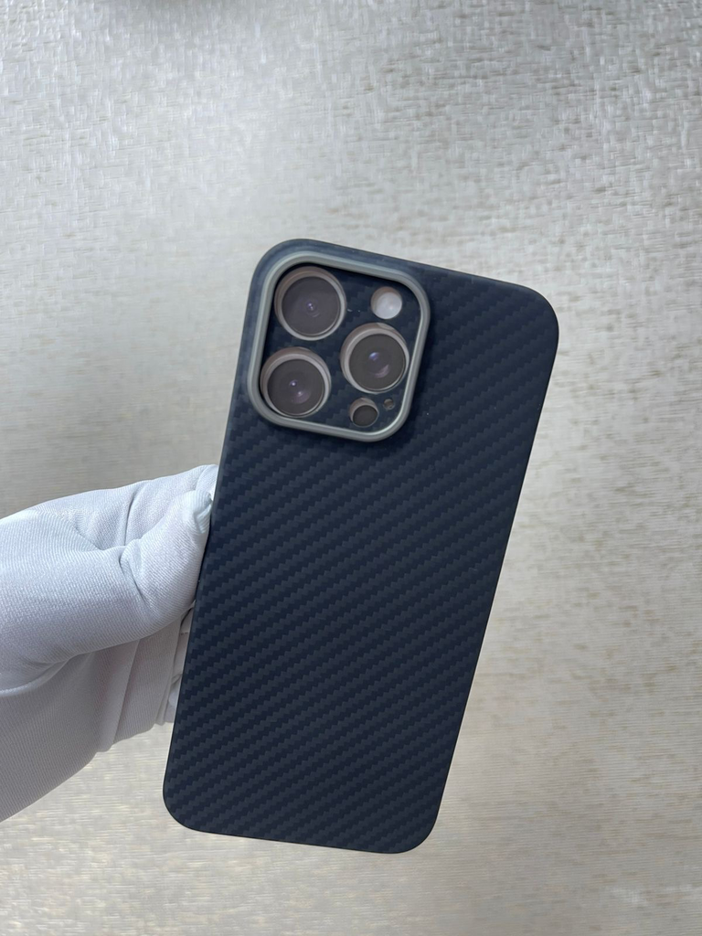 Carbon fiber design case blue pattern